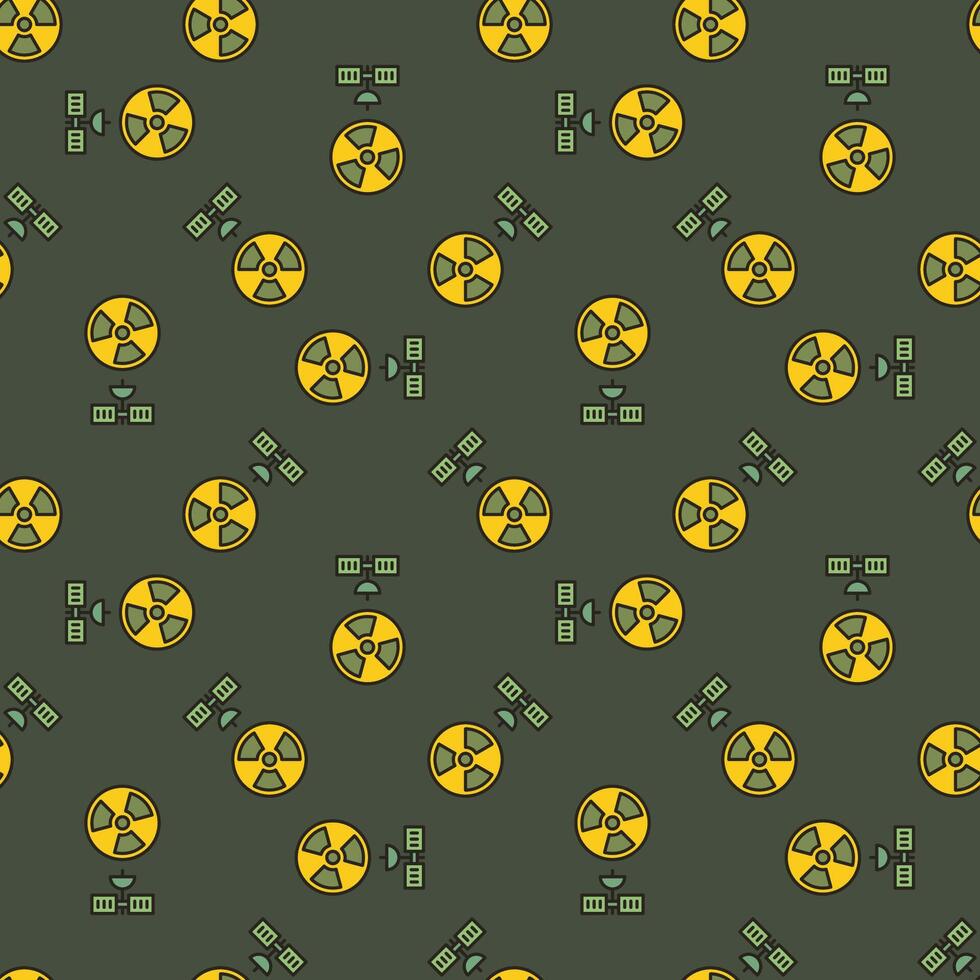 radiation symbole et Satellite dans espace vecteur coloré sans couture modèle