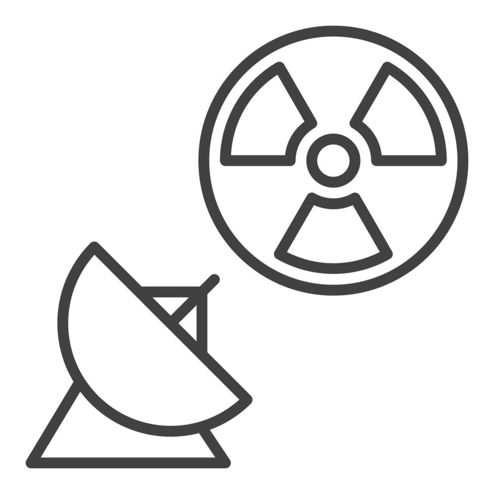 parabolique antenne et radiation signe ligne icône - vecteur basé sur l'espace nucléaire armes linéaire logo élément