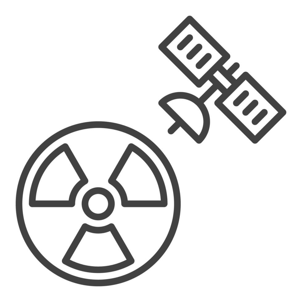 Satellite et radiation signe dans espace vecteur contour icône ou symbole