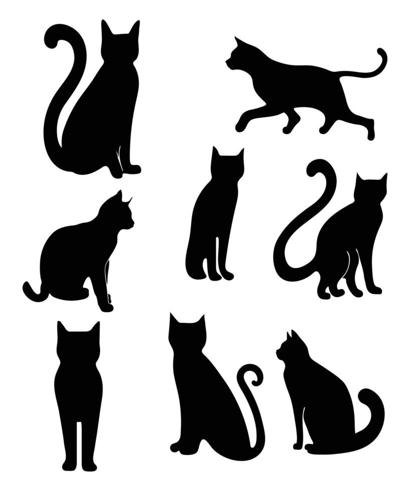 vecteur chat silhouette collection