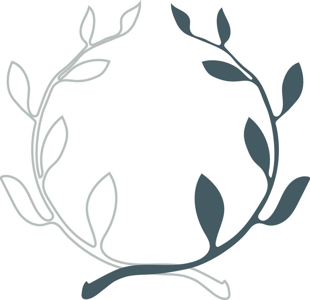 floral feuilles et branche cercle forme guirlande sur blanc Contexte. vecteur illustration graphique conception élément pour Contexte modifiable.