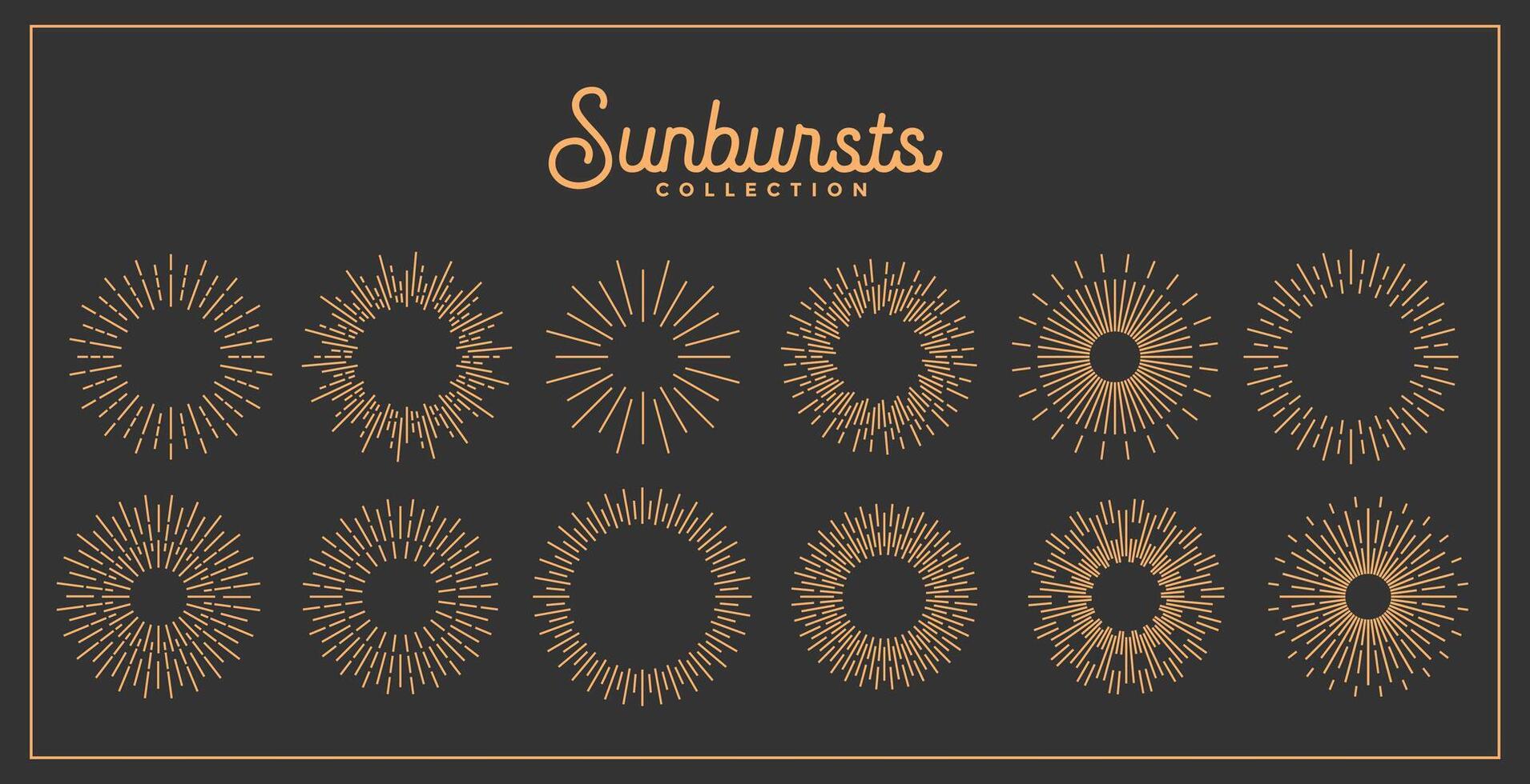 linéaire sunburst main tiré lignes gros ensemble vecteur