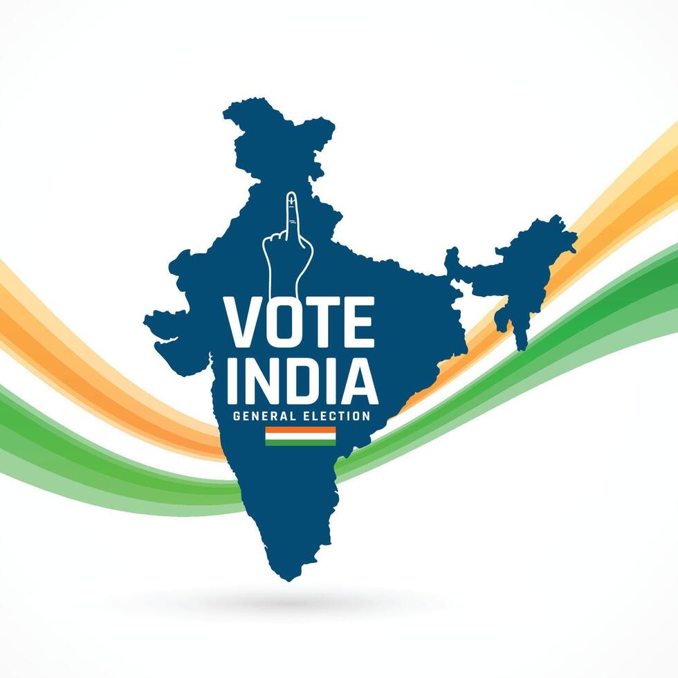 nationale électeurs journée Contexte avec Indien carte et tricolore drapeau vecteur