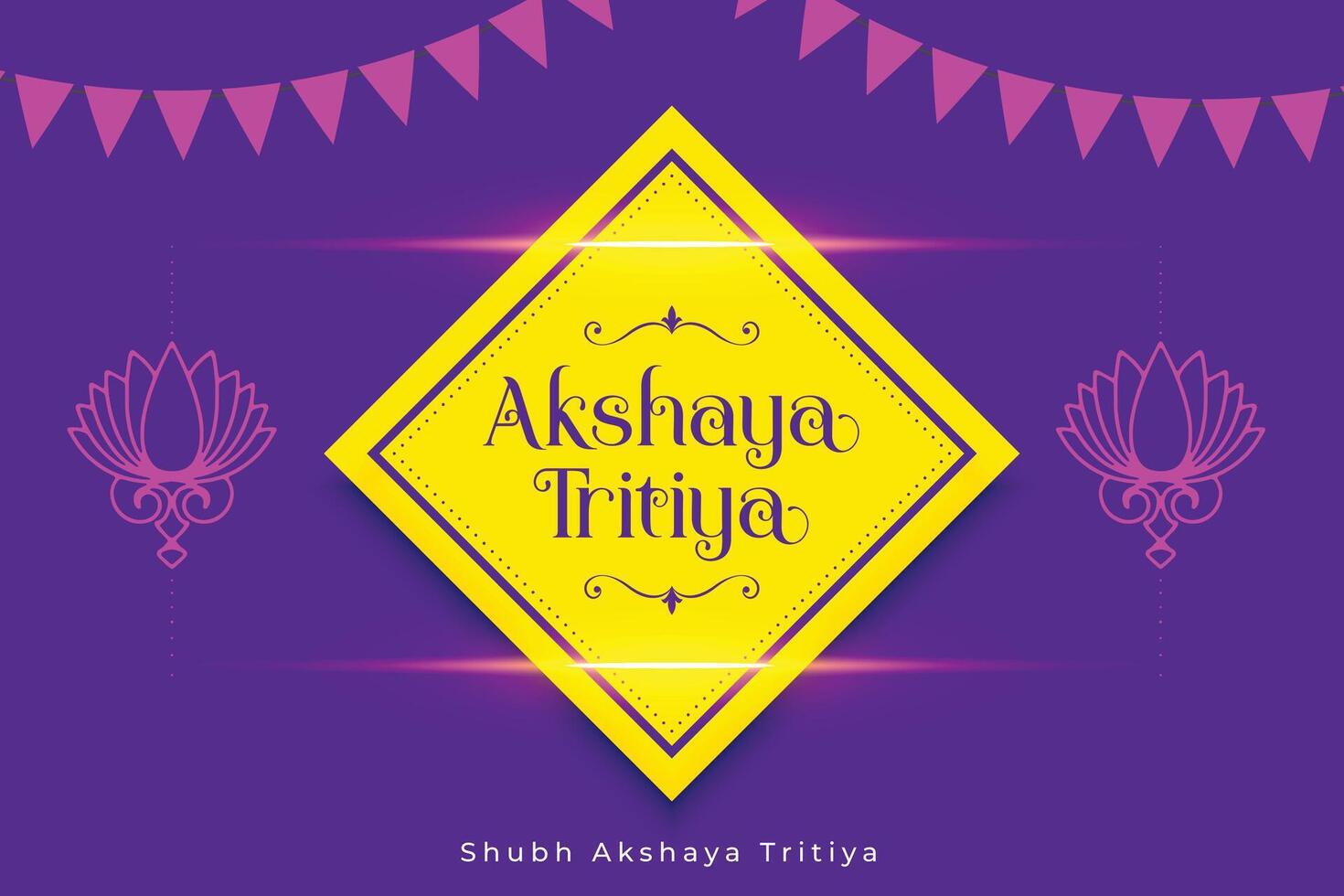 violet akshaya tritiya carte avec guirlandes vecteur