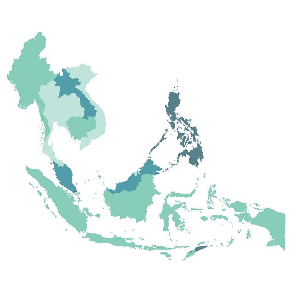 sud-est Asie pays carte. carte de sud-est Asie dans multicolore. vecteur