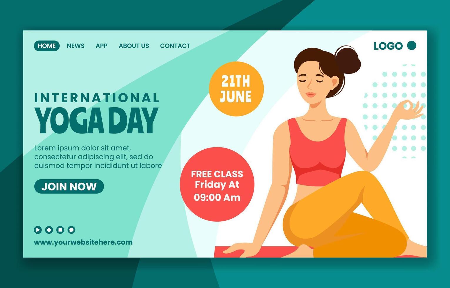 yoga journée social médias atterrissage page dessin animé main tiré modèles Contexte illustration vecteur