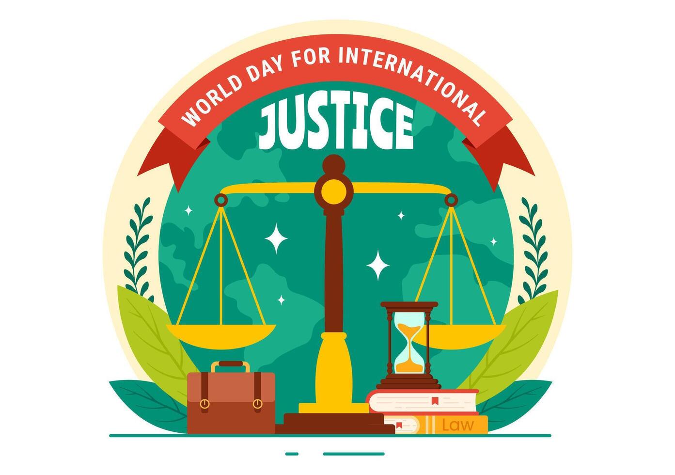 monde journée de social Justice vecteur illustration avec Balance ou marteau pour une juste relation et injustice protection dans plat dessin animé Contexte