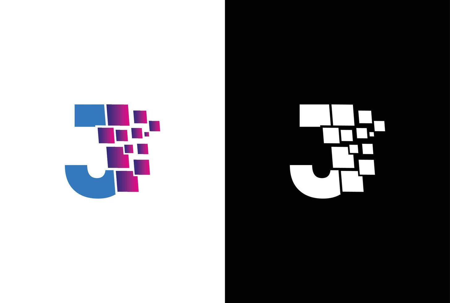 initiale lettre j numérique pixel logo conception modèle élément. lettre j pixel logo, Triangle, bleu couleur, La technologie et numérique logotype. vecteur