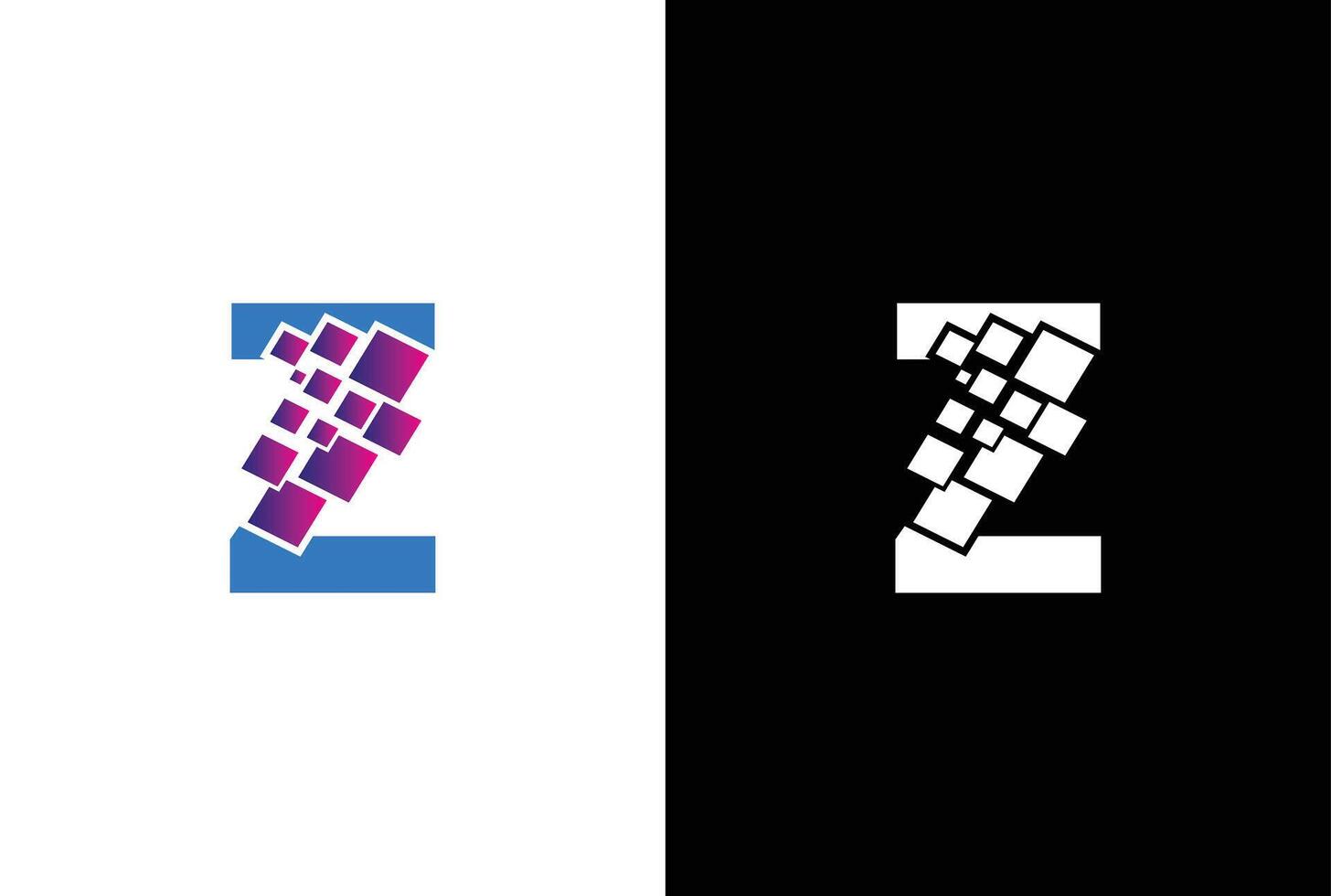 initiale lettre z numérique pixel logo conception modèle élément. lettre z pixel logo, Triangle, bleu couleur, La technologie et numérique logotype. vecteur
