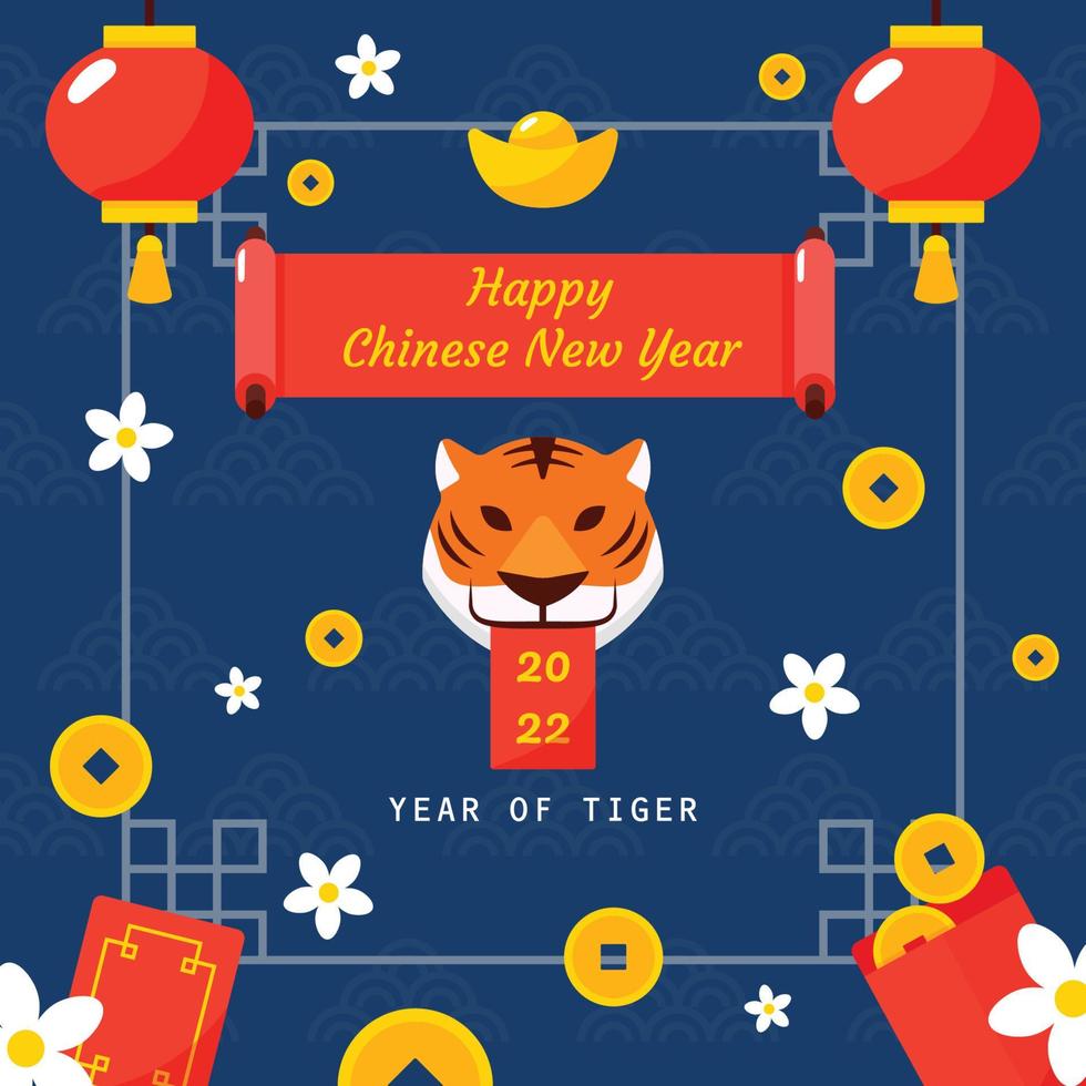 nouvel an chinois 2022, année du tigre vecteur