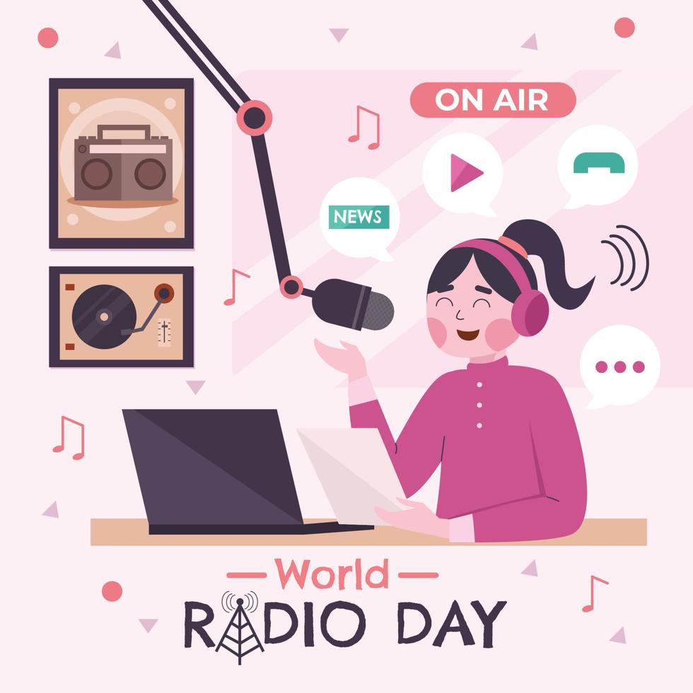 concept de la journée mondiale de la radio vecteur