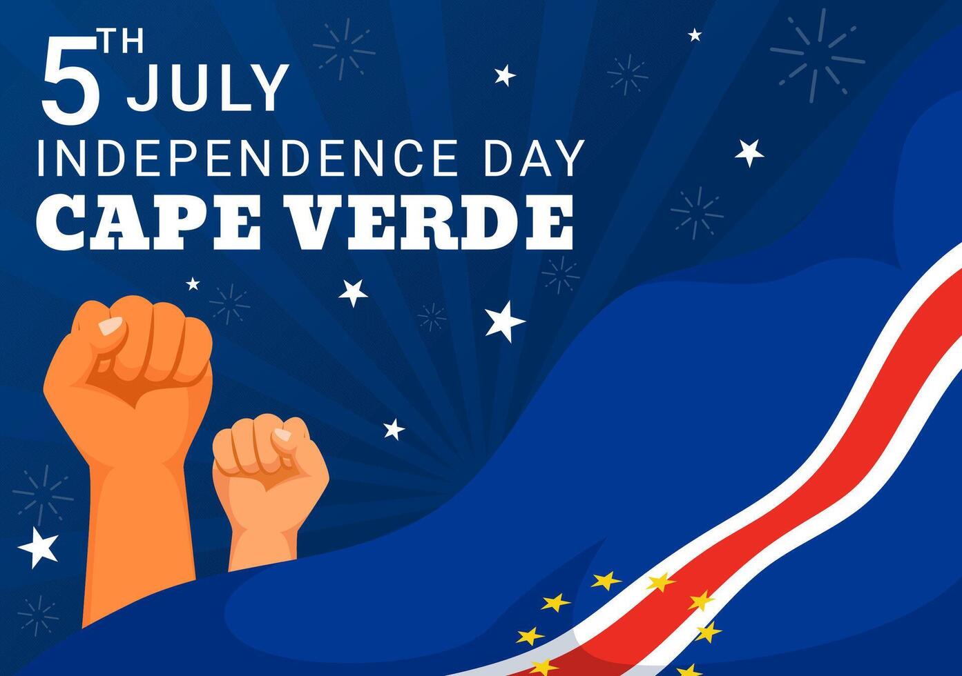 content cap verde indépendance journée vecteur illustration sur juillet 5 avec agitant drapeau et ruban dans nationale vacances plat dessin animé Contexte