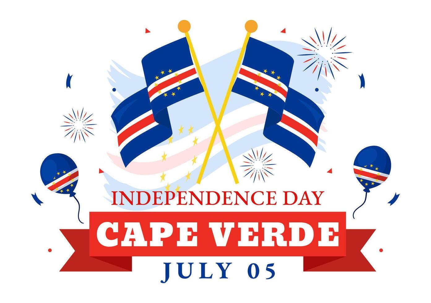 content cap verde indépendance journée vecteur illustration sur juillet 5 avec agitant drapeau et ruban dans nationale vacances plat dessin animé Contexte