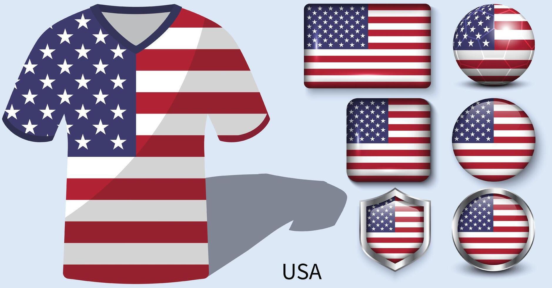 Etats-Unis drapeau collection, Football maillots de Etats-Unis vecteur