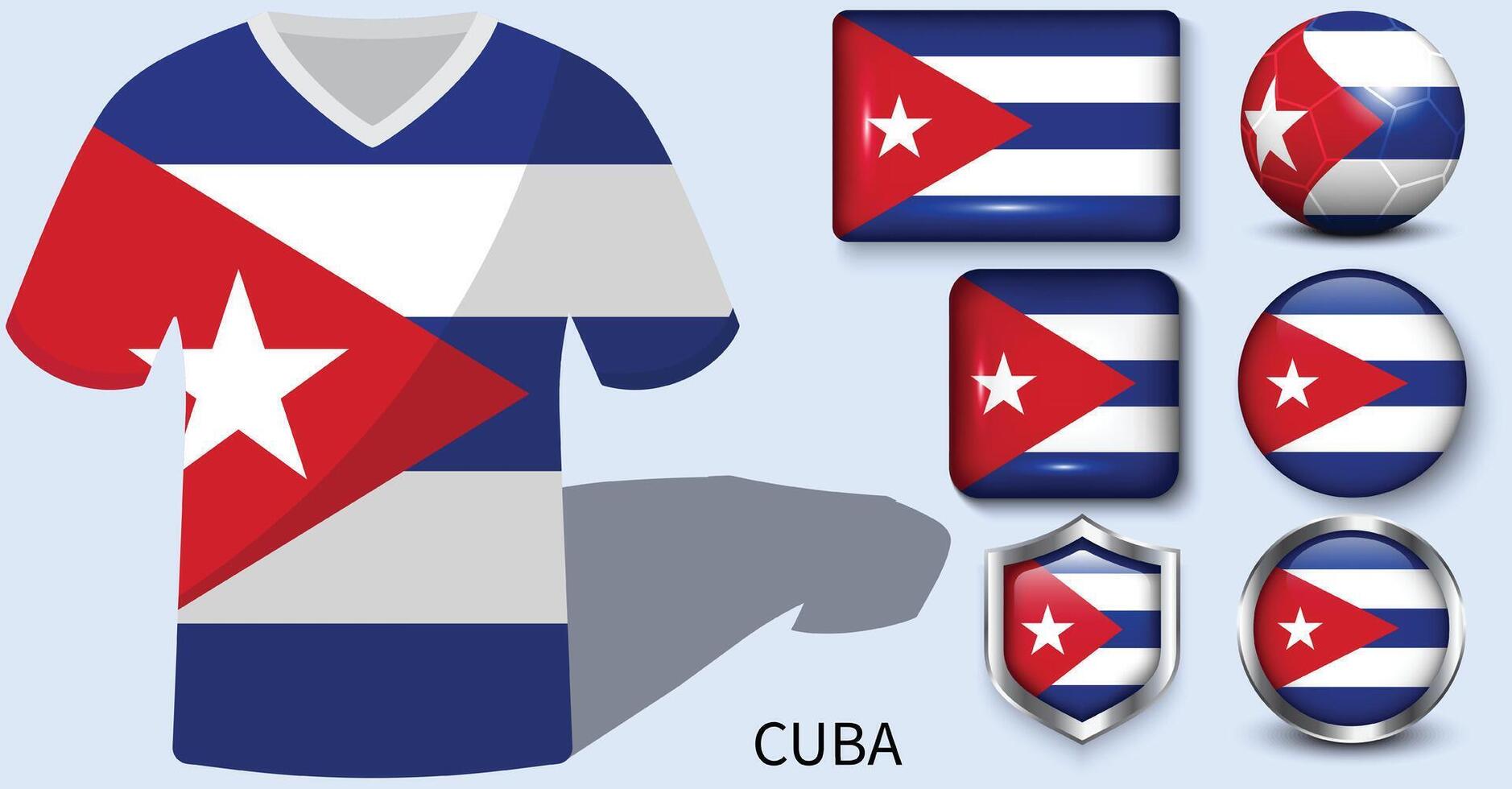 Cuba drapeau collection, Football maillots de Cuba vecteur