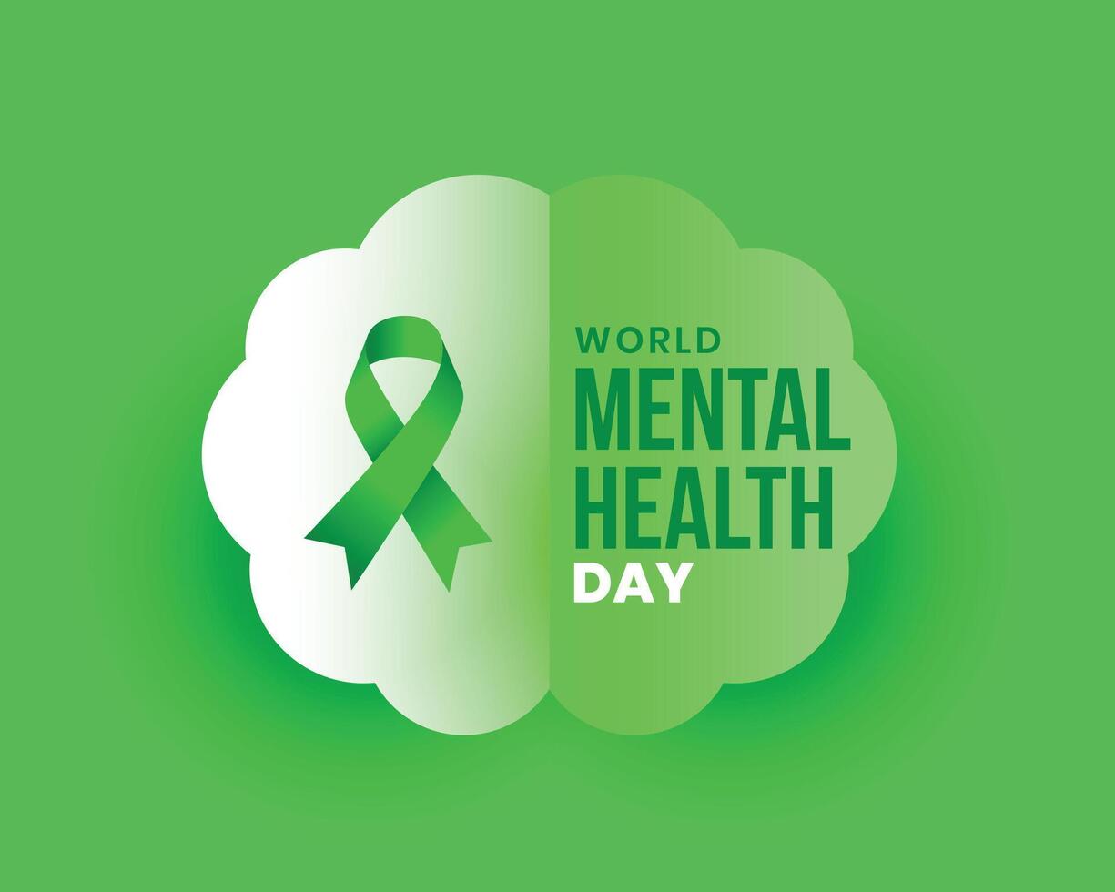 papier style monde mental santé journée vert campagne affiche conception vecteur
