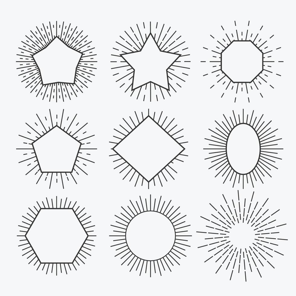 sunburst lignes collection dans géométrique formes style vecteur