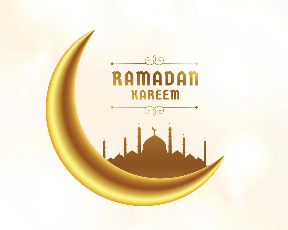 réaliste 3d d'or Ramadan kareem eid mubarak Festival bannière vecteur