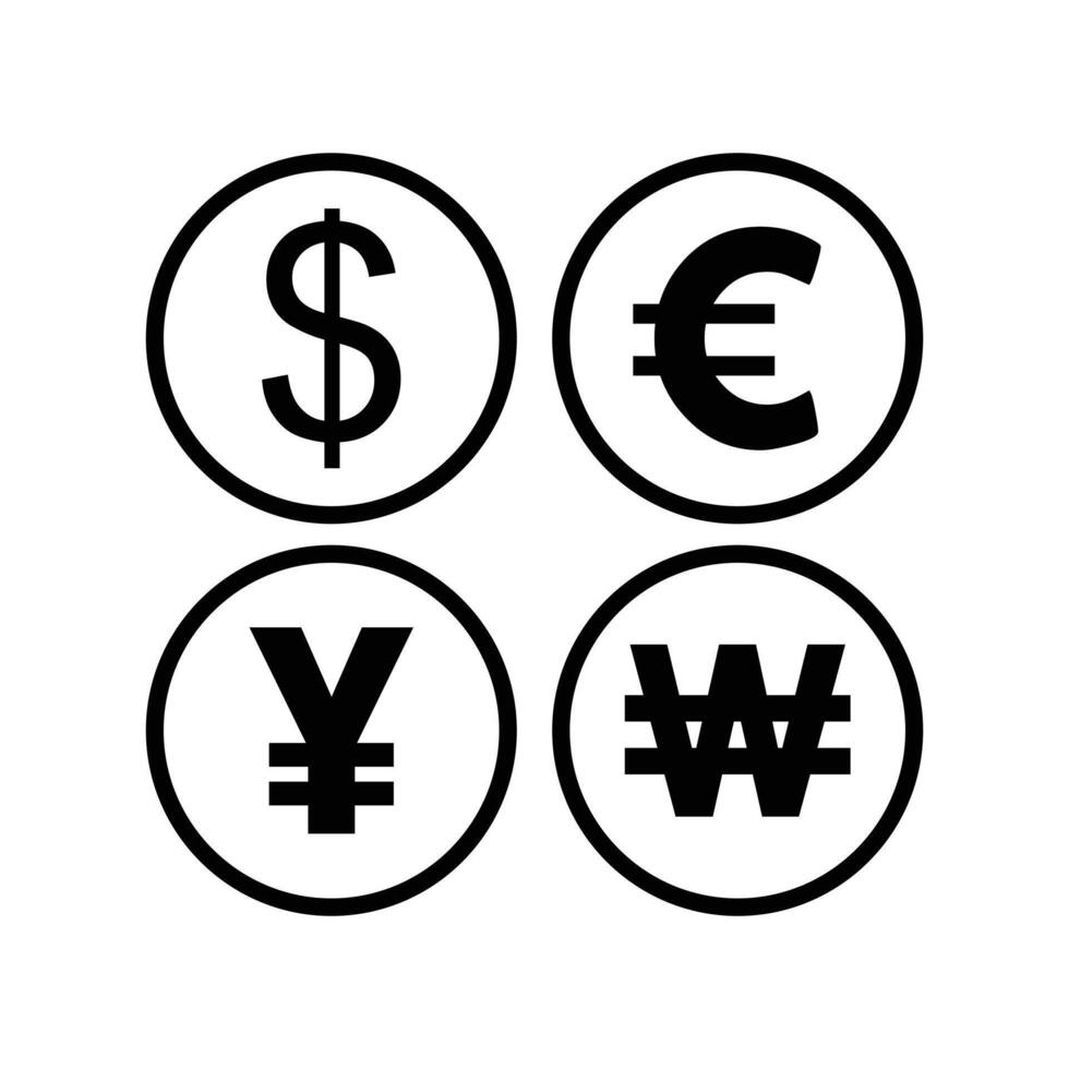 devise échange icône. dollar, euro, yen. vecteur illustration. Ressources graphique élément conception. vecteur illustration avec application ui thème