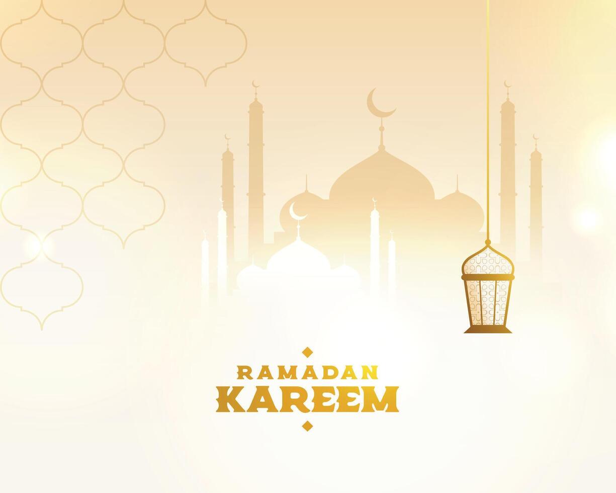 Ramadan kareem mosquée et lampe salutation vœux Contexte vecteur