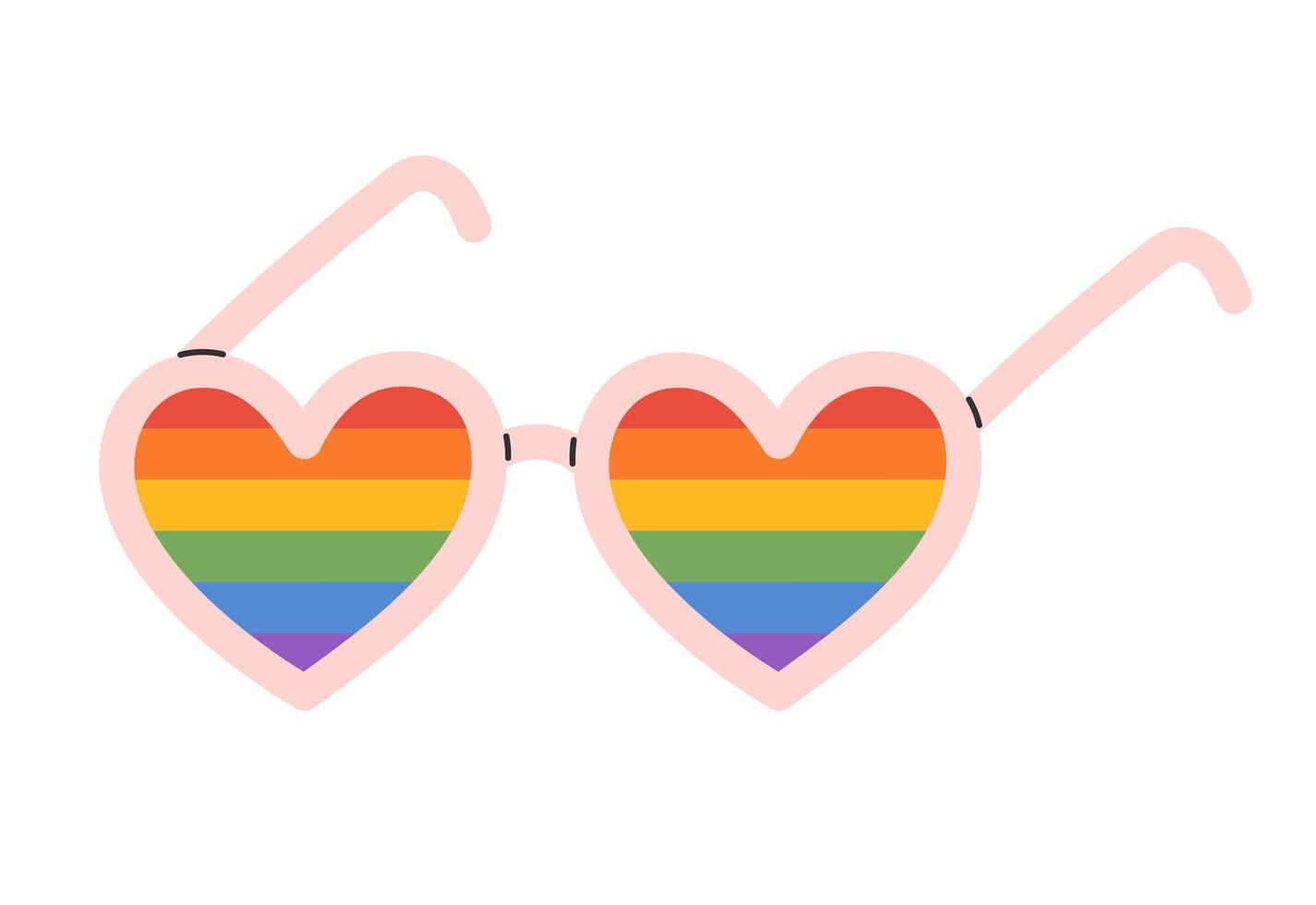 lgbt arc en ciel cœur lunettes. symbole de lgbtq fierté communauté. vecteur illustration dans main tiré style