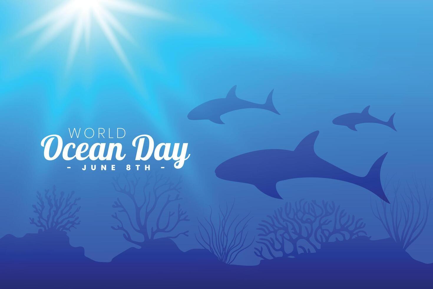 magnifique monde océan journée Contexte avec bleu paysage marin et aquatique la vie vecteur