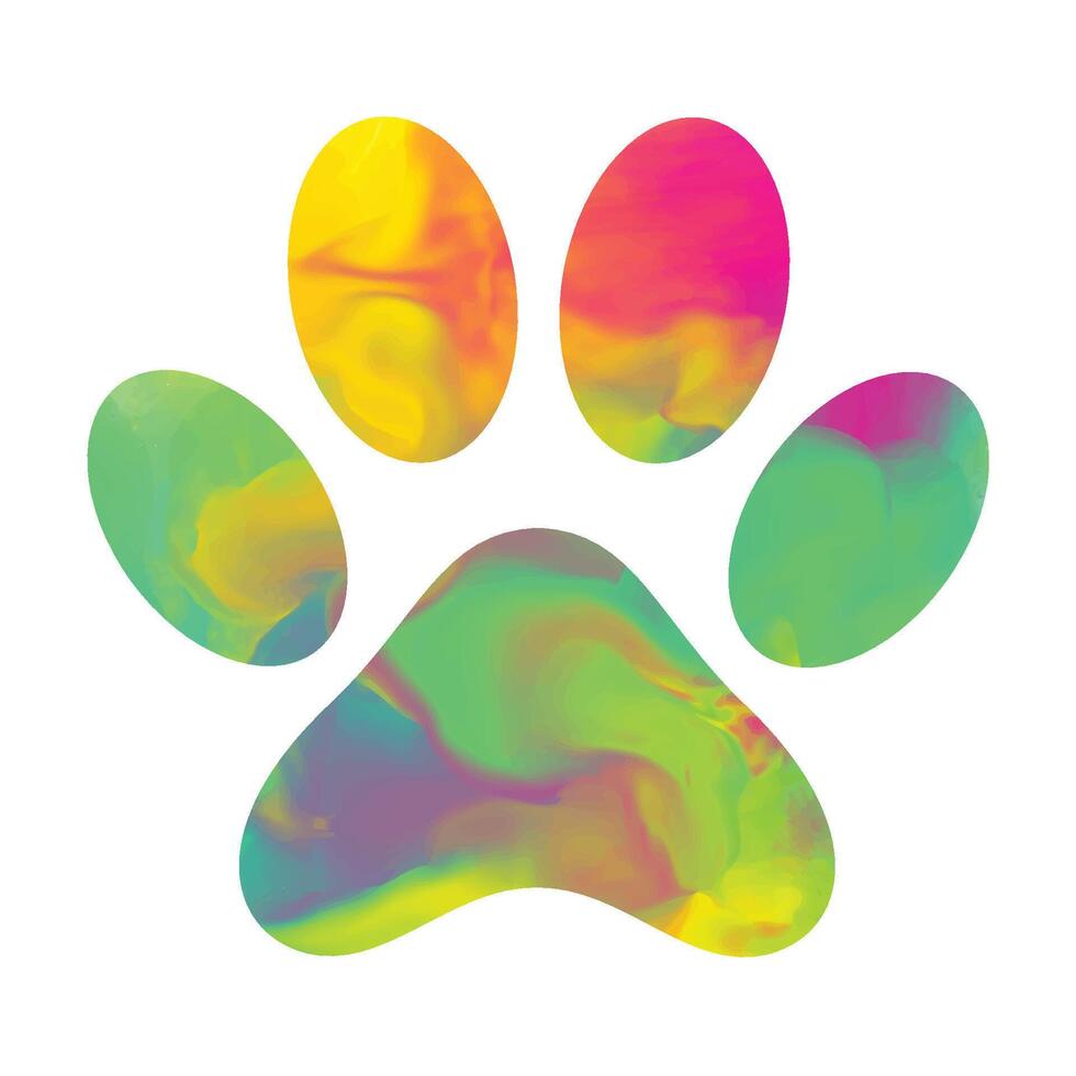 aquarelle coloré patte impression de chien et chat vecteur