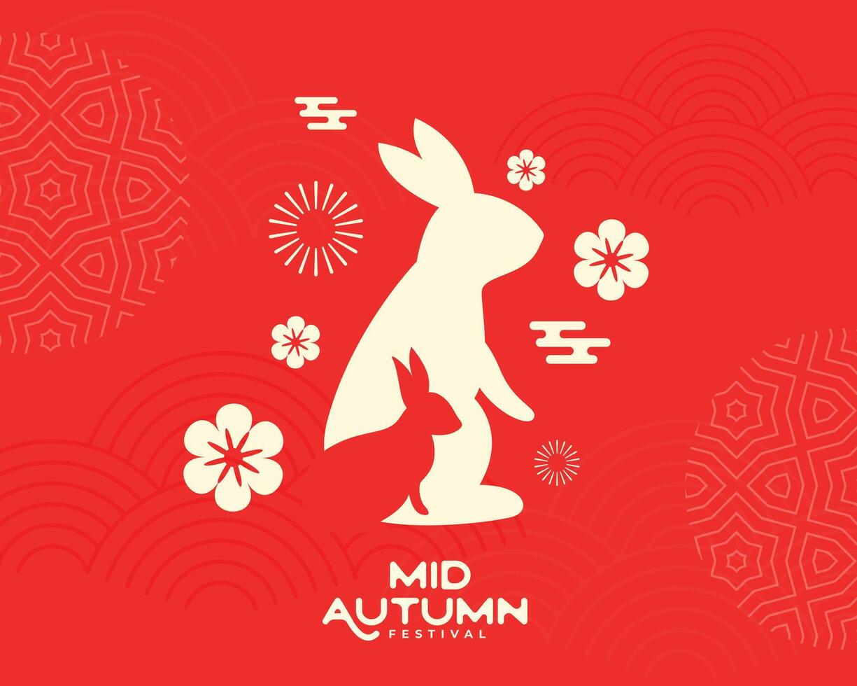 content milieu l'automne vœux carte avec lapin dans papier Couper style vecteur