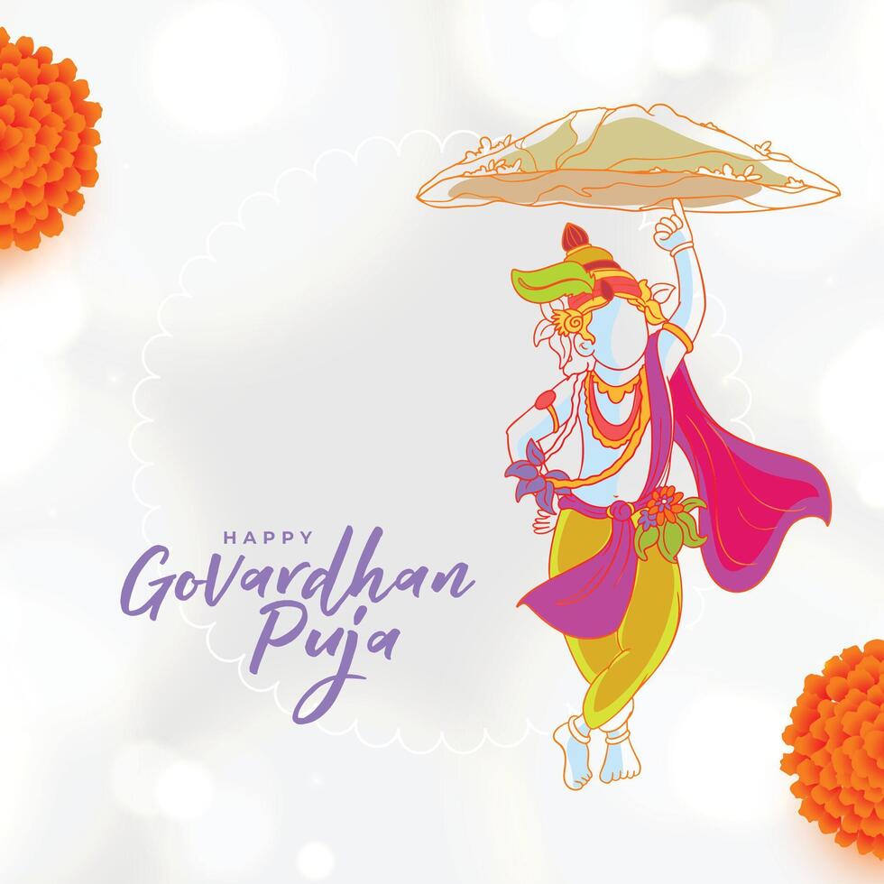 hindou religieux govardhan puja Contexte avec fleur décoration vecteur