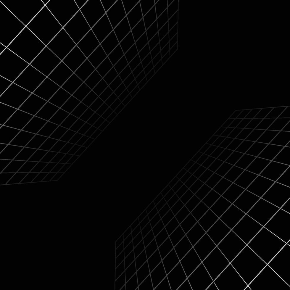 abstrait la perspective la grille lignes sur noir Contexte vecteur