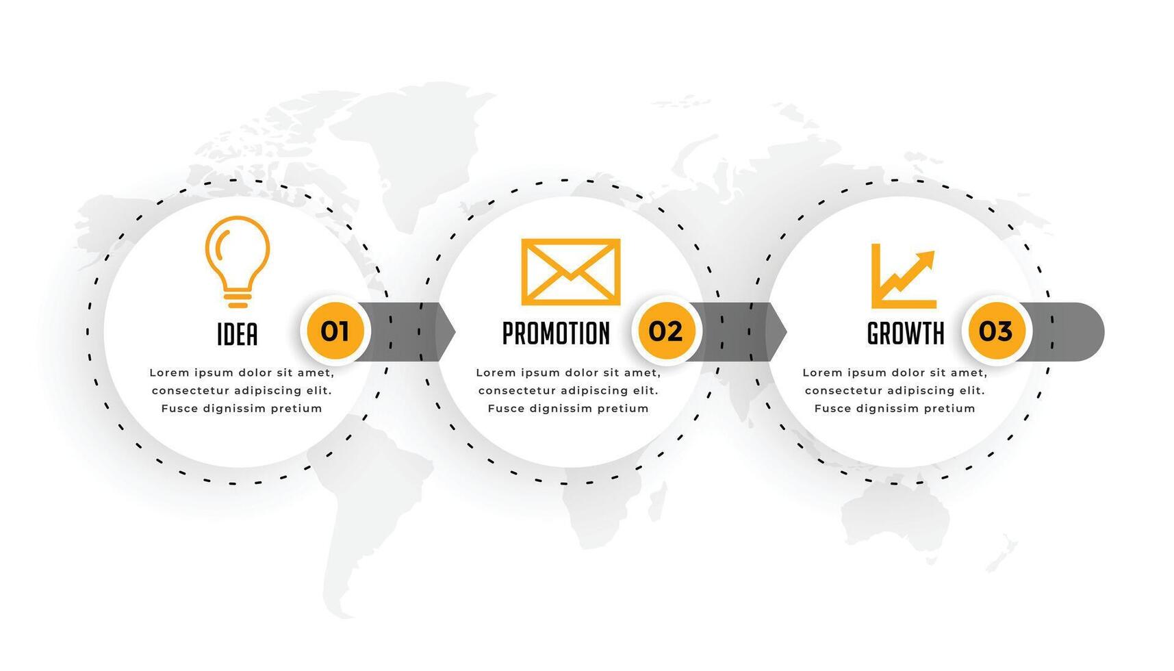 Trois étape infographie chronologie diagramme bannière pour entreprise stratégie vecteur