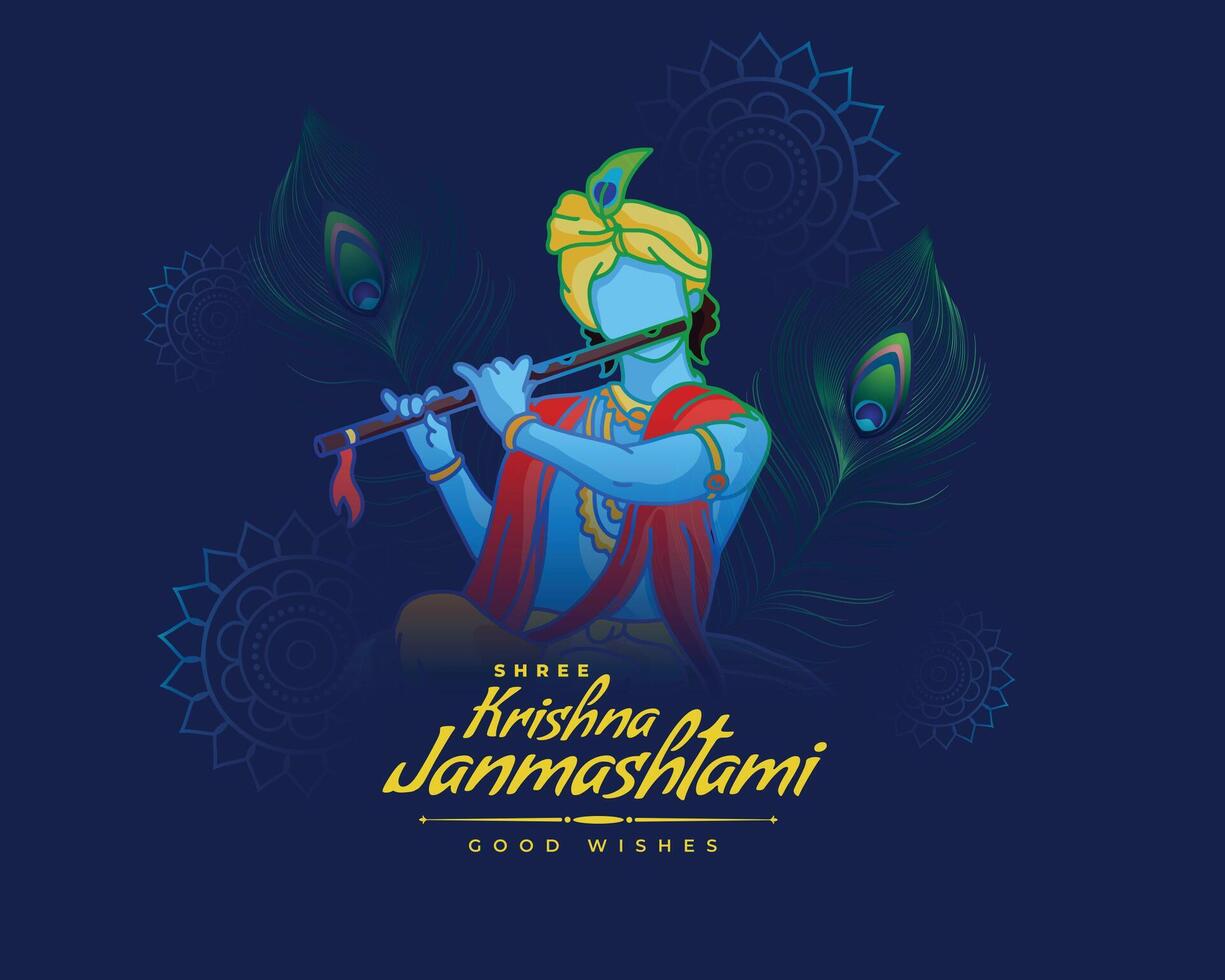 magnifique krishna janmashtami Festival carte conception vecteur