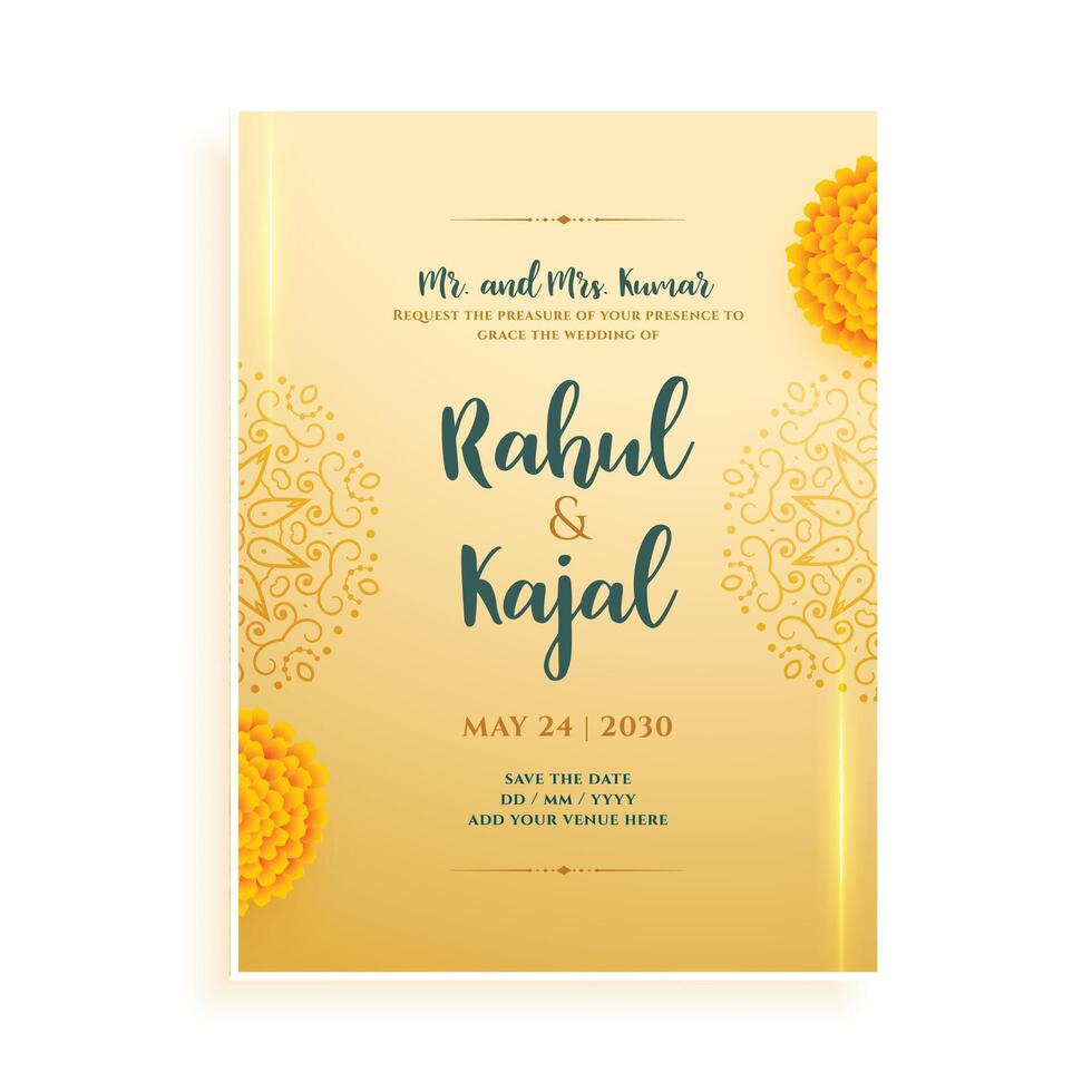 traditionnel Indien mariage invitation carte pour le un événement fête vecteur