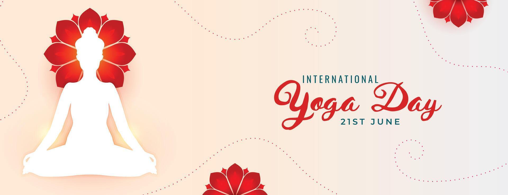 célébrer 21e juin international yoga journée avec décoratif affiche conception vecteur