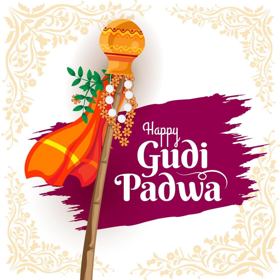 culturel hindou Nouveau année Festival gudi padwa fête traditionnel conception vecteur