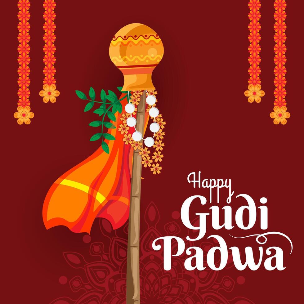 traditionnel hindou Nouveau année Festival gudi padwa fête salutation Contexte vecteur