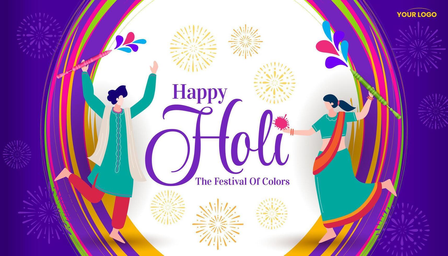gens célébrer coloré content Holi hindou Festival Contexte salutation vecteur