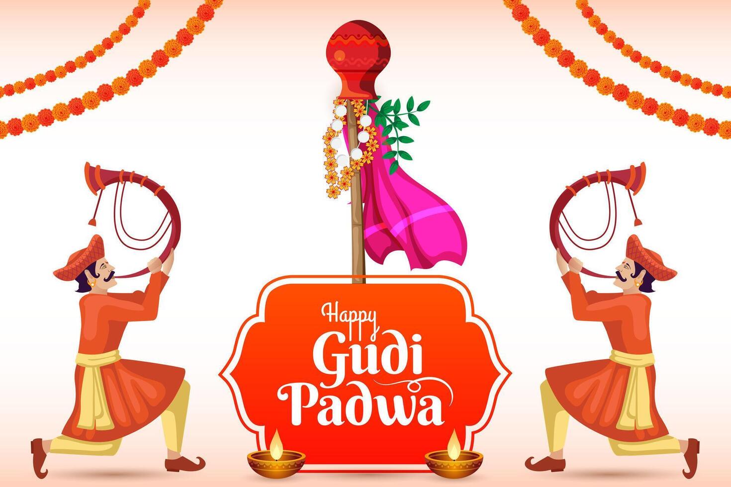 culturel marathi hindou Nouveau année Festival gudi padwa fête salutation Contexte vecteur