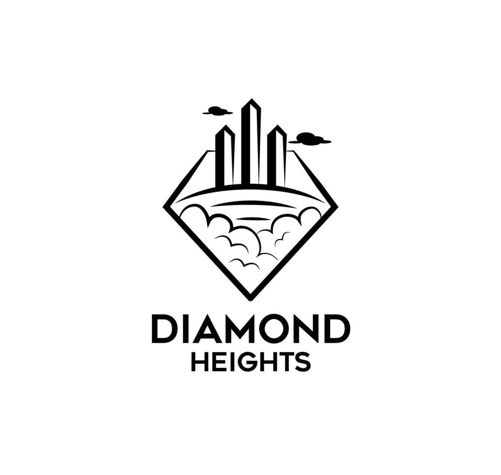 bâtiment construction logo dans diamant forme, noir et blanc vecteur illustration