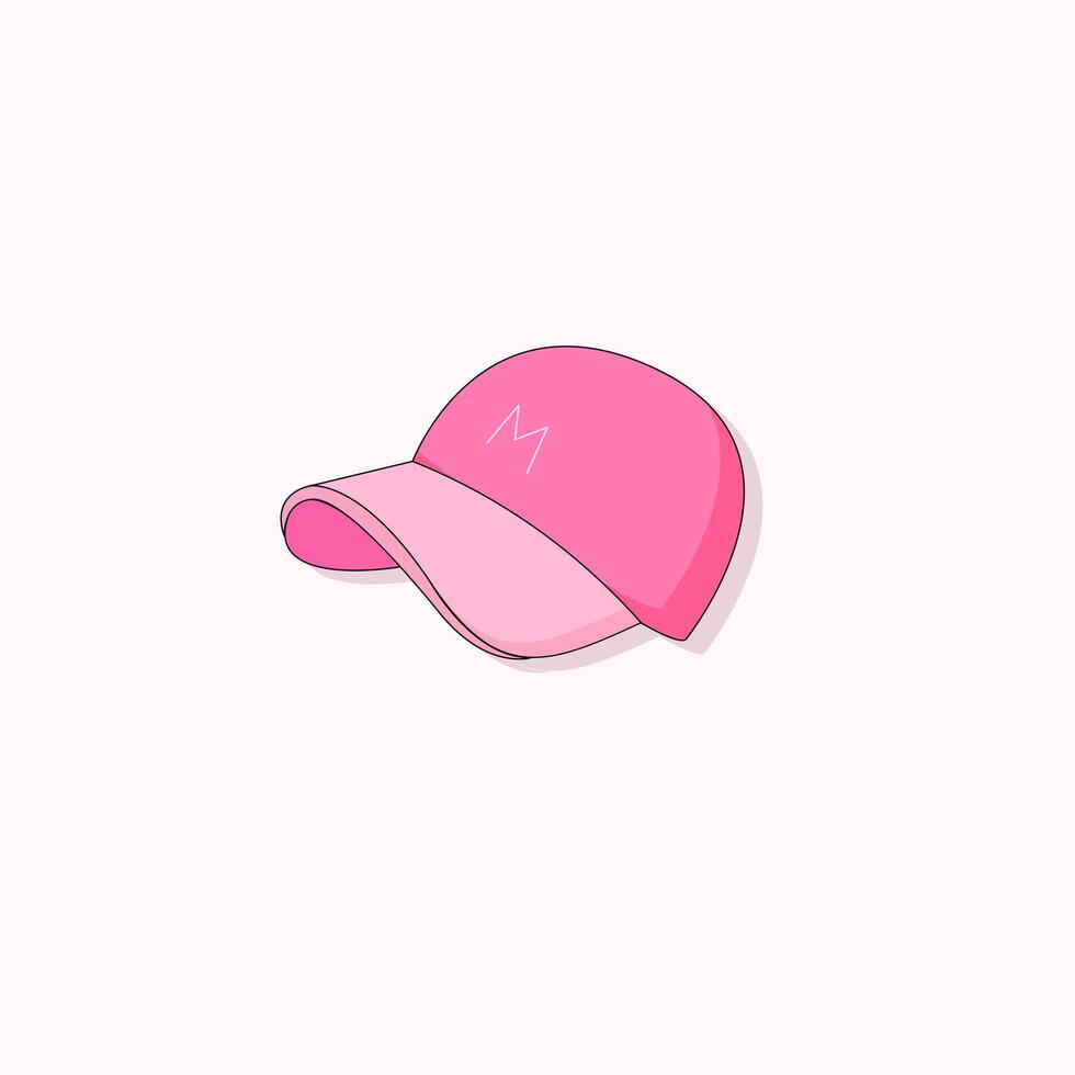 chaud rose mode casquette, fille vêtements, dessin animé femmes chapeau. vecteur