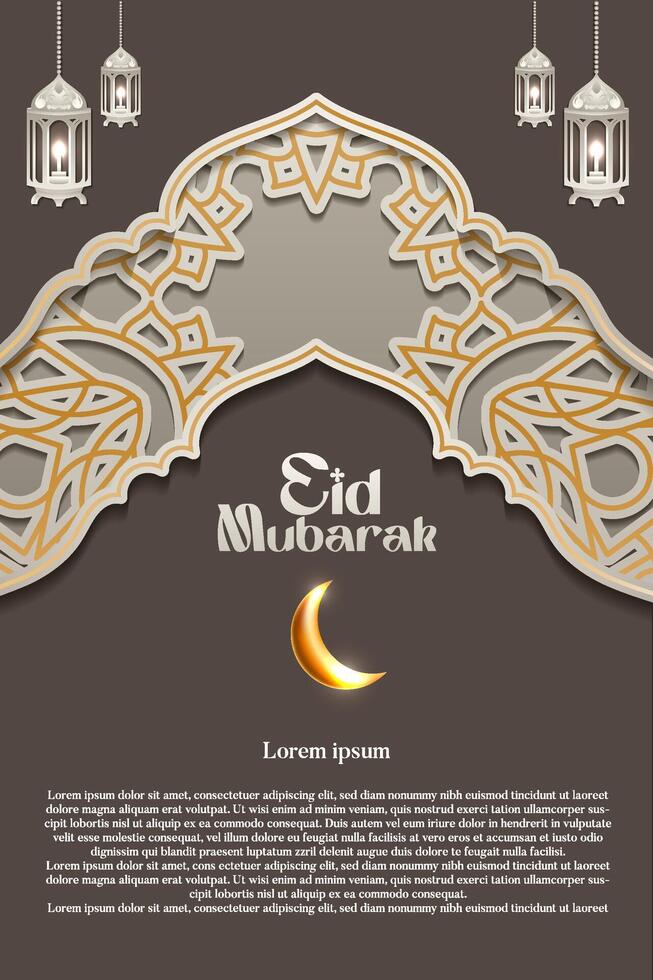 élégant islamique charme Contexte et affiche eid mubarak idiot fitri ou Ramadan avec pente elemen vecteur