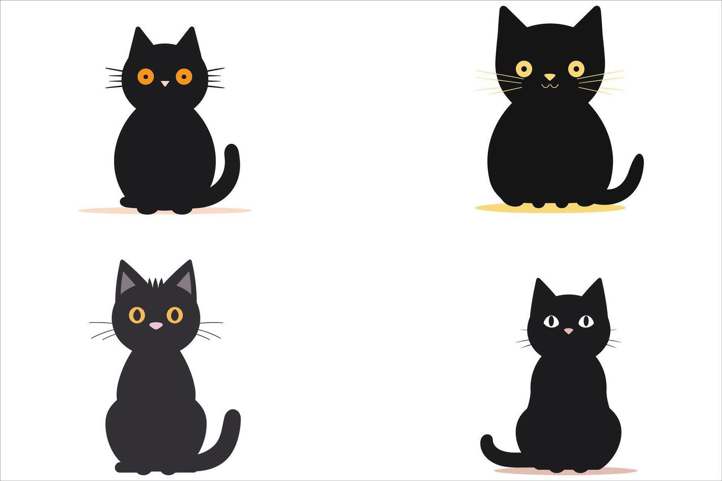 mignonne dessin animé noir chat vecteur illustration.