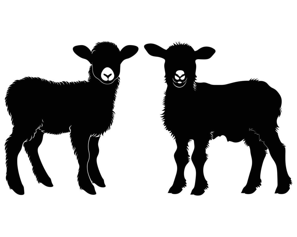 Pâques agneau noir silhouette vecteur