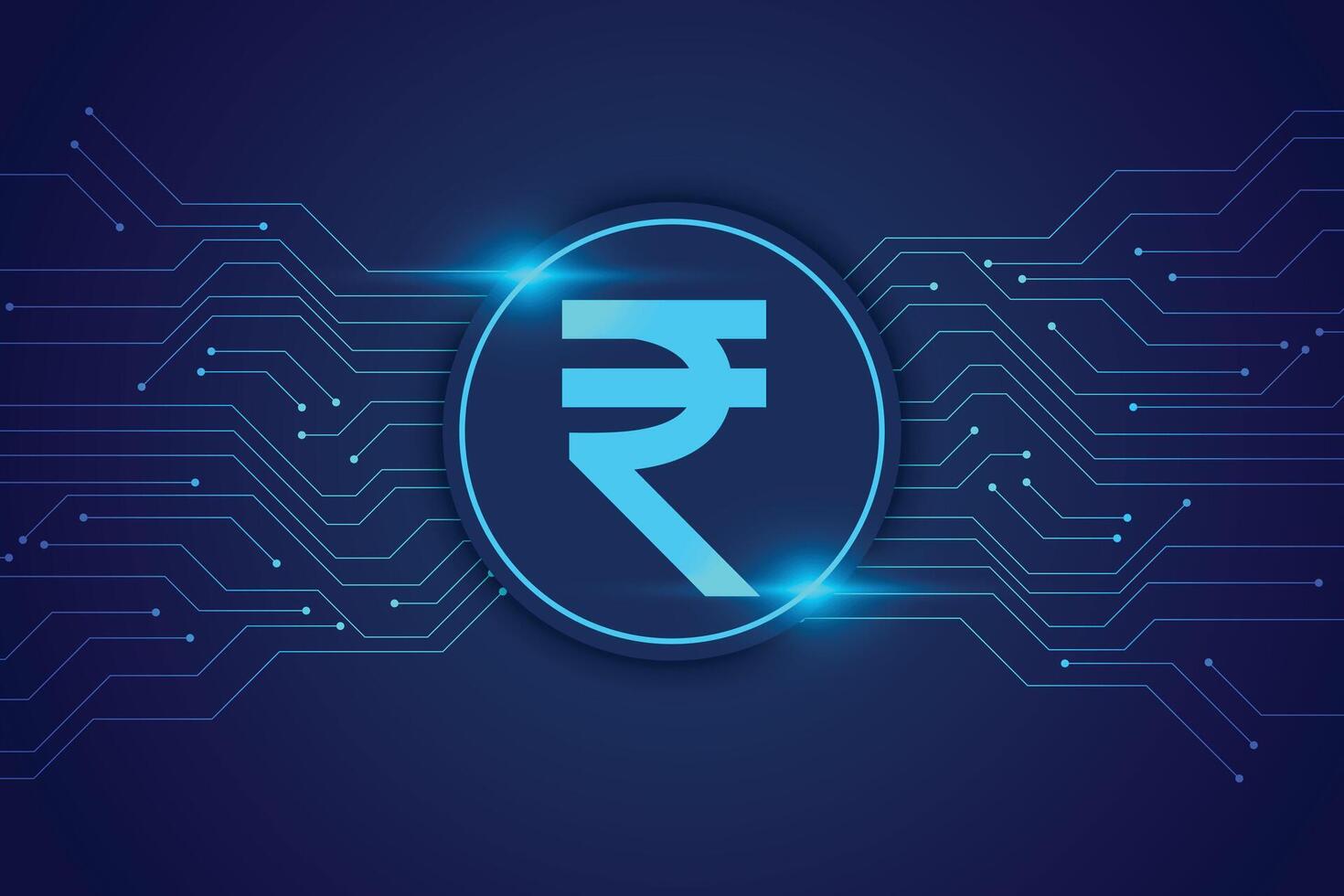 Indien devise roupie signe avec numérique circuit lignes Contexte vecteur