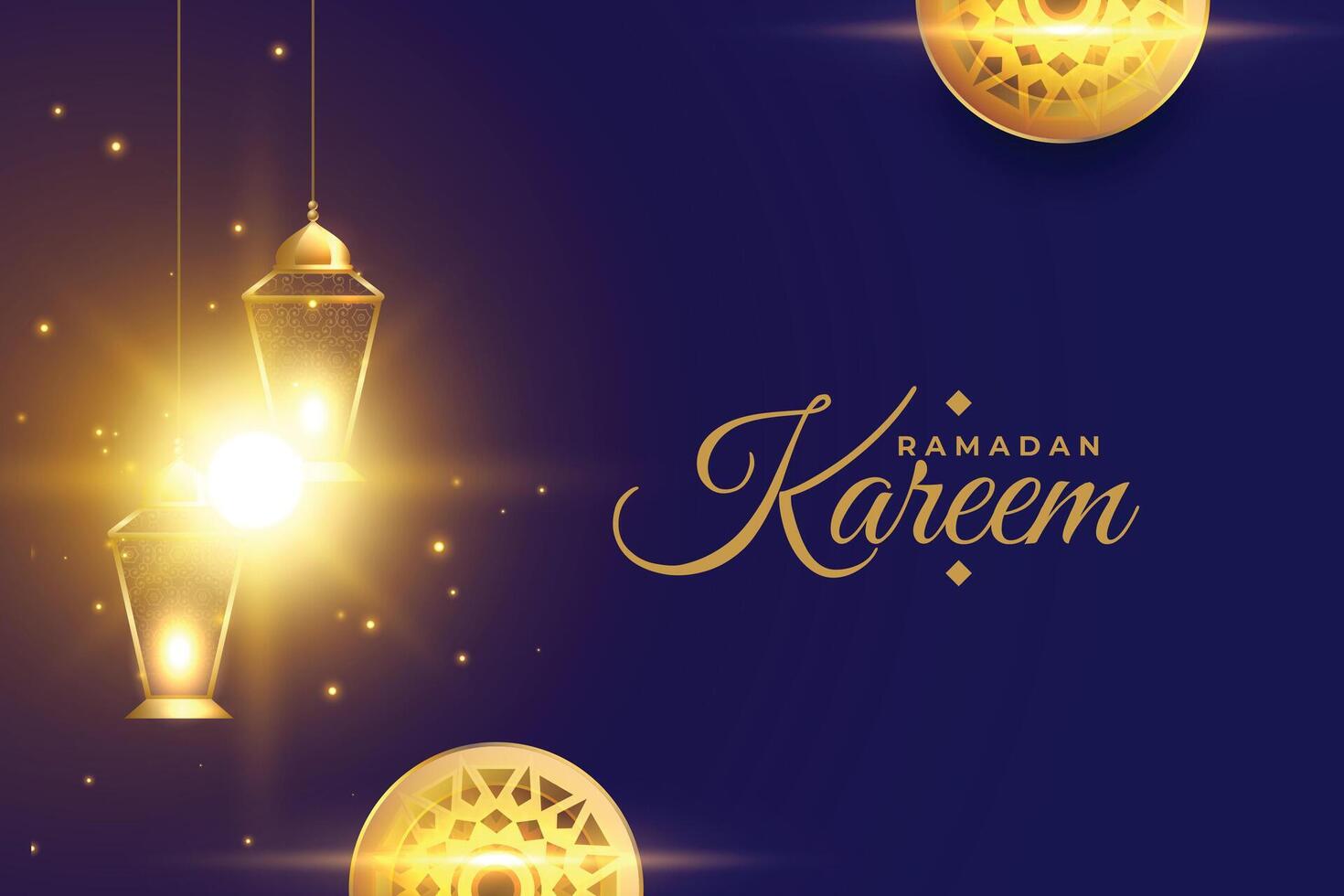 brillant Ramadan kareem Contexte avec embrasé lumière vecteur