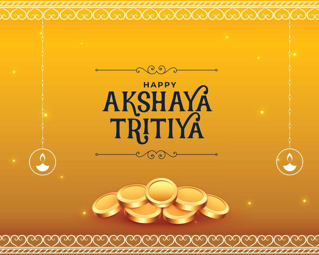 akshaya tritiya d'or carte avec d'or pièces de monnaie vecteur