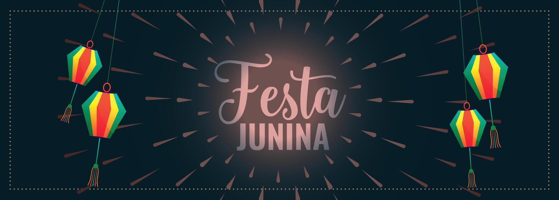 traditionnel festa Junina Festival bannière avec lanterne décoration vecteur
