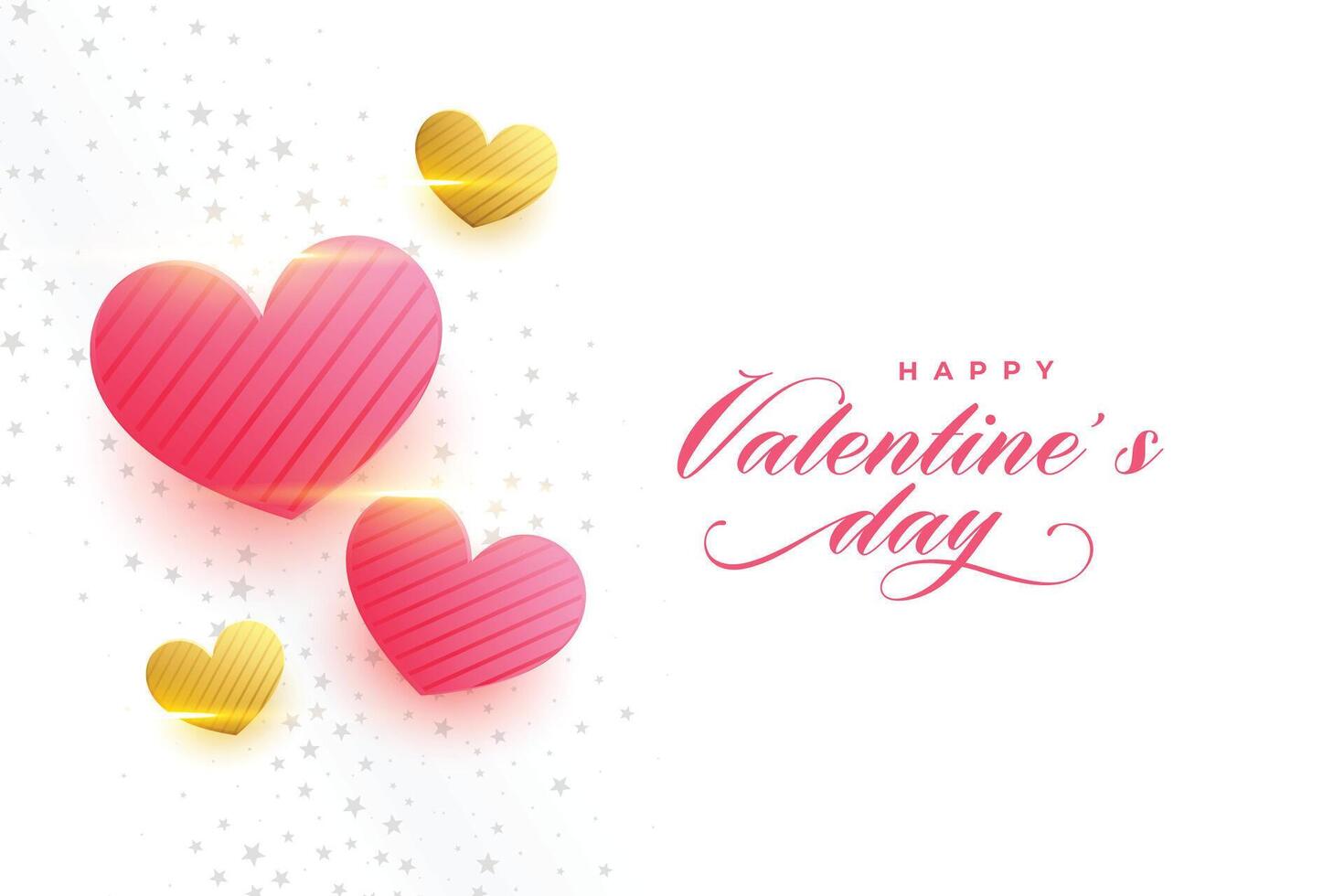 deux rose et d'or cœurs magnifique valentines journée salutation carte vecteur