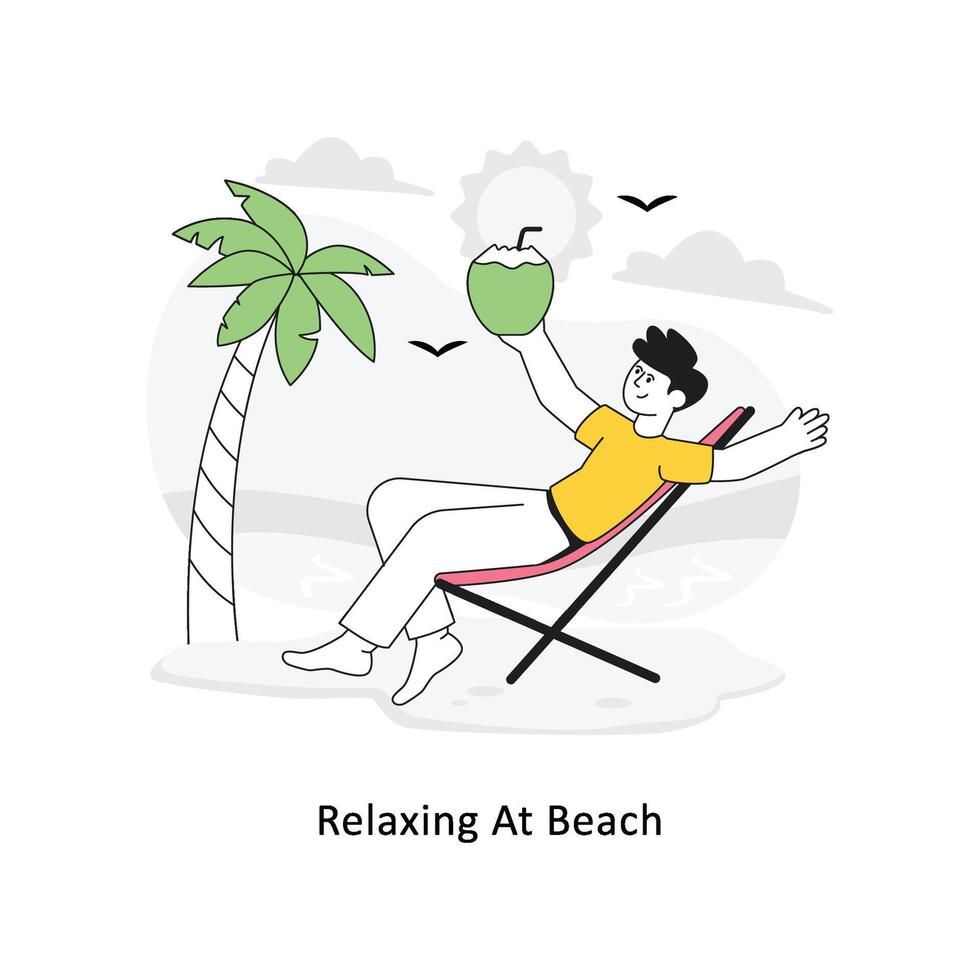 relaxant à plage plat style conception vecteur illustration. Stock illustration