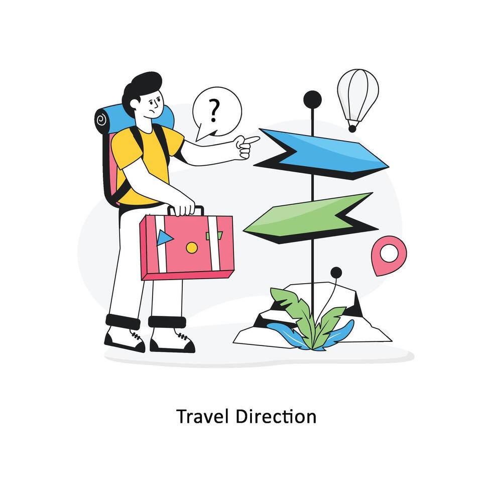 Voyage direction plat style conception vecteur illustration. Stock illustration